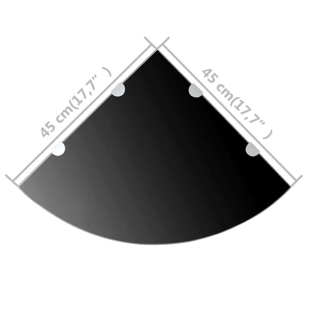 vidaXL Hoekschappen 2 st met chromen dragers 45x45 cm glas zwart