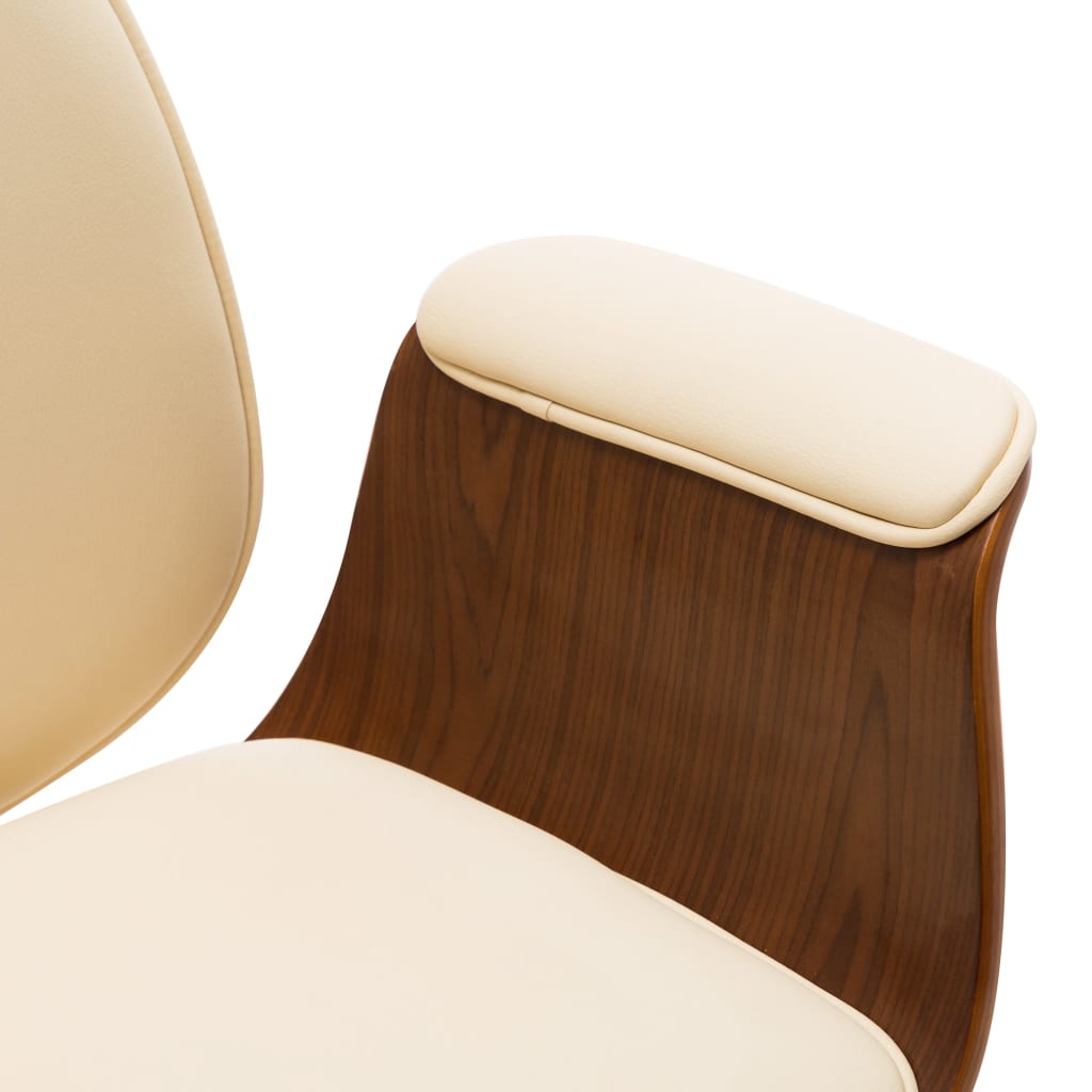 vidaXL Kantoorstoel gebogen hout en kunstleer crèmekleurig