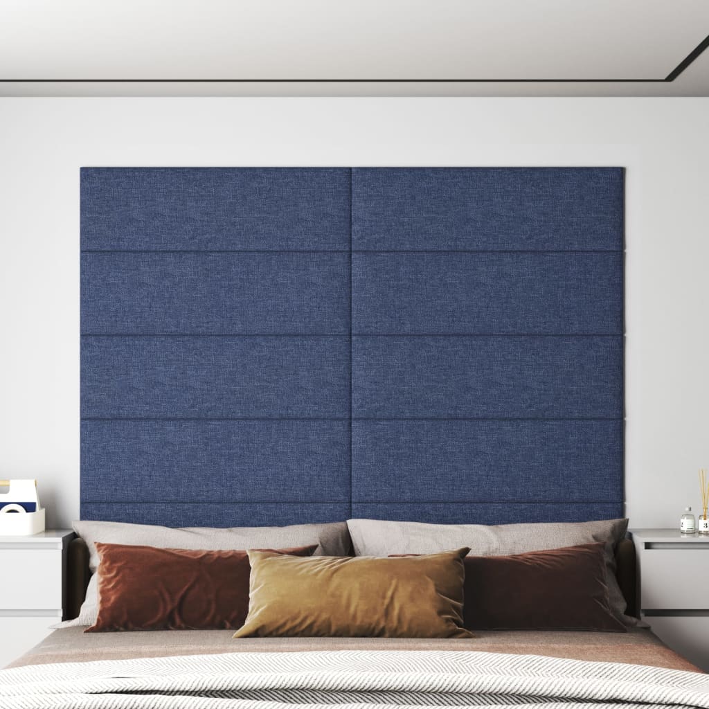 vidaXL Wandpanelen 12 st 3,24 m² 90x30 cm stof blauw