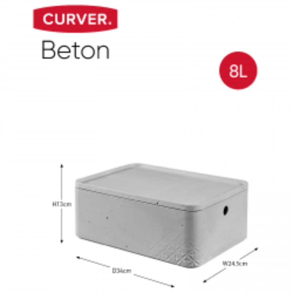 Curver Opbergbox met deksel set Beton 3 st maat M lichtgrijs