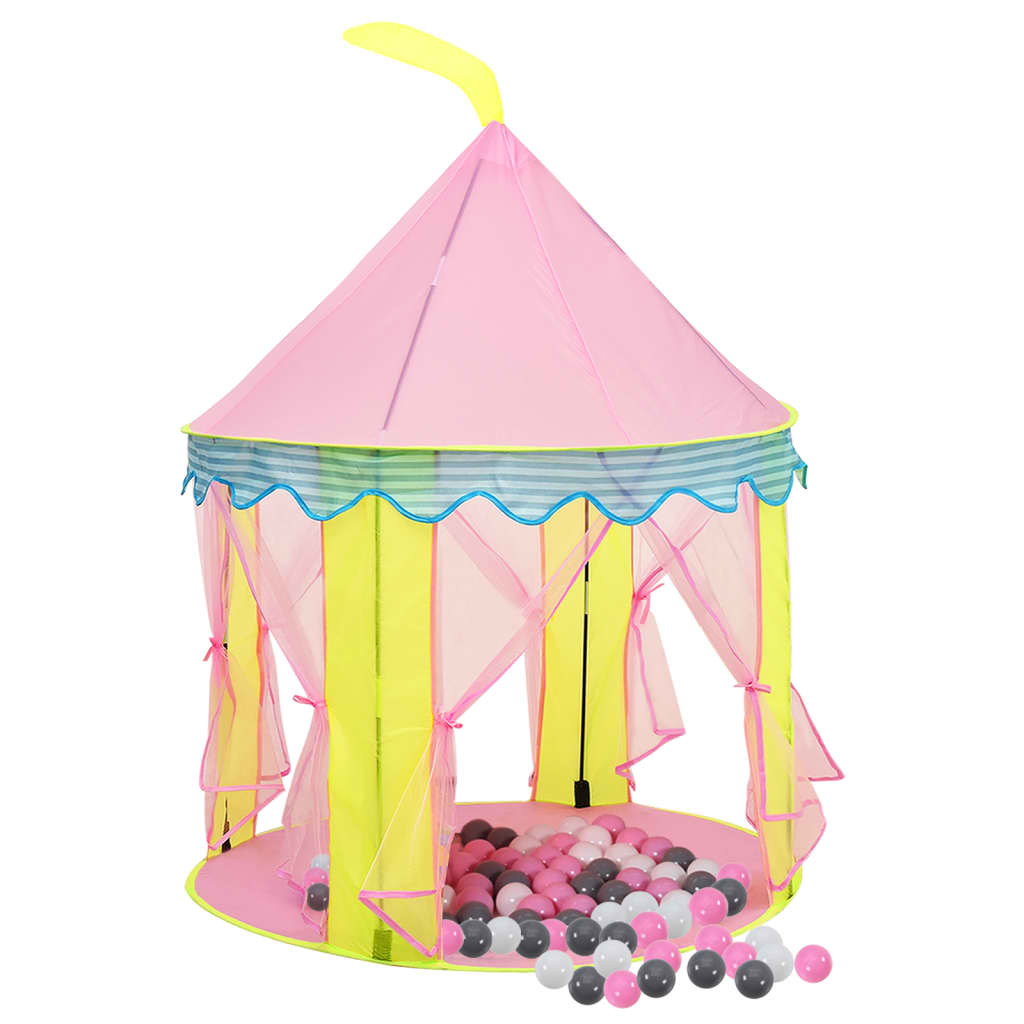 vidaXL Kinderspeeltent met 250 ballen 100x100x127 cm roze