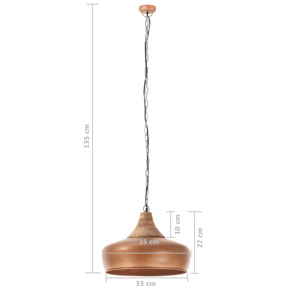 vidaXL Hanglamp industrieel E27 35 cm ijzer en massief hout koperkleur
