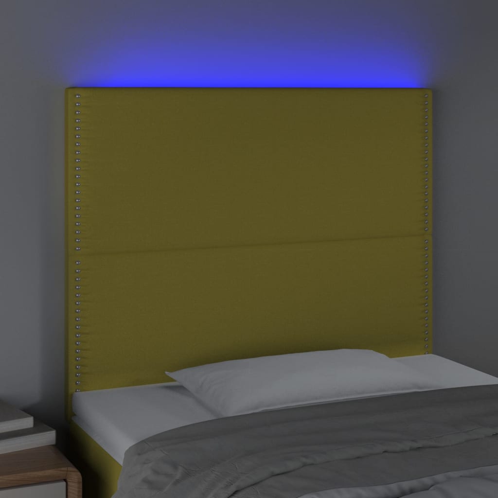 vidaXL Hoofdbord LED 90x5x118/128 cm stof groen