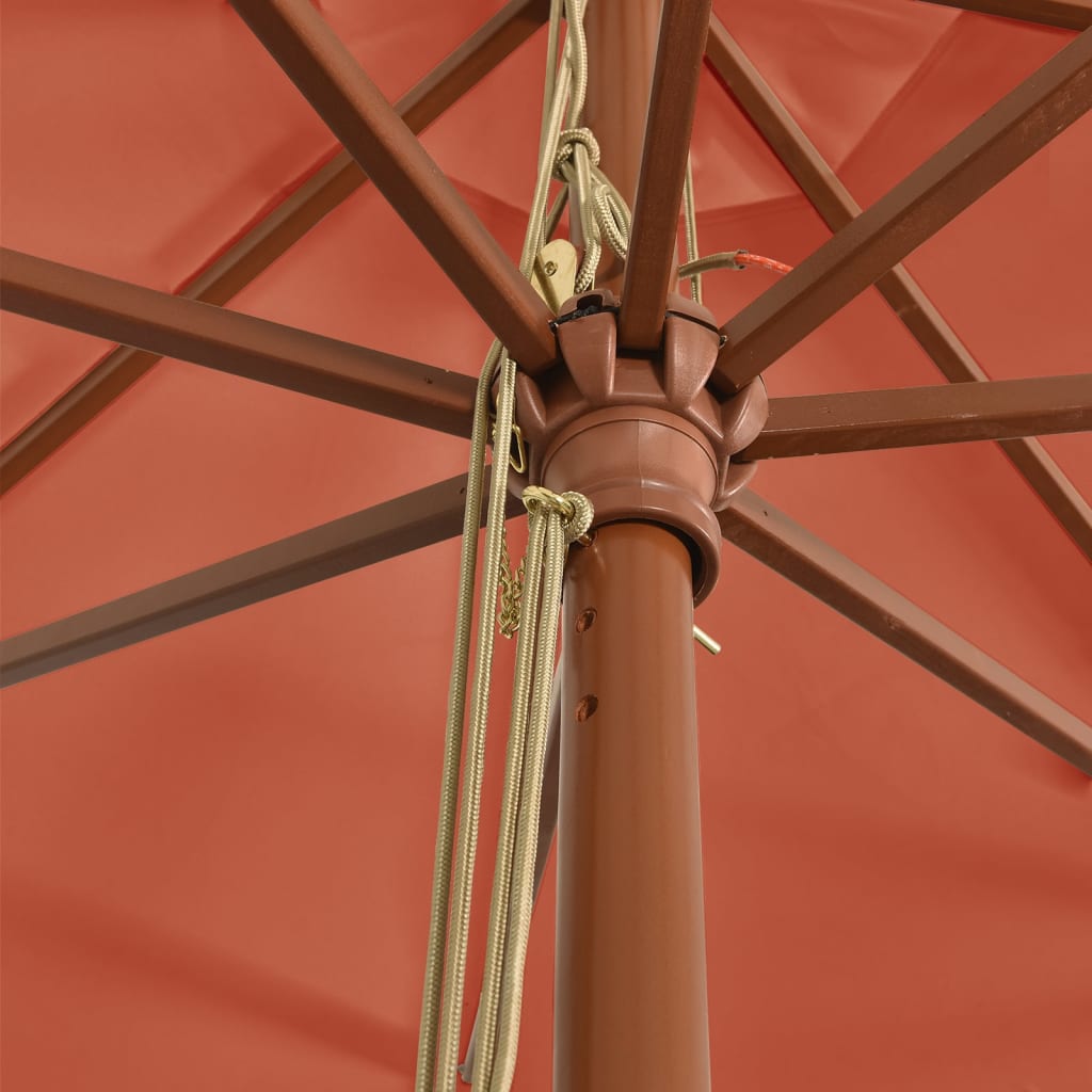 vidaXL Parasol met houten paal 400x273 cm terracottakleurig