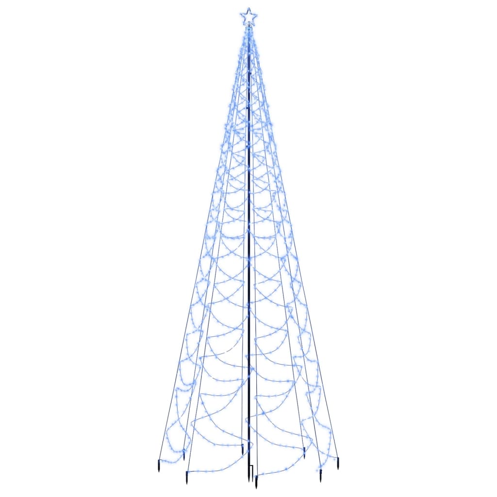 vidaXL Kerstboom met metalen paal en 1400 blauwe LED's 5 m