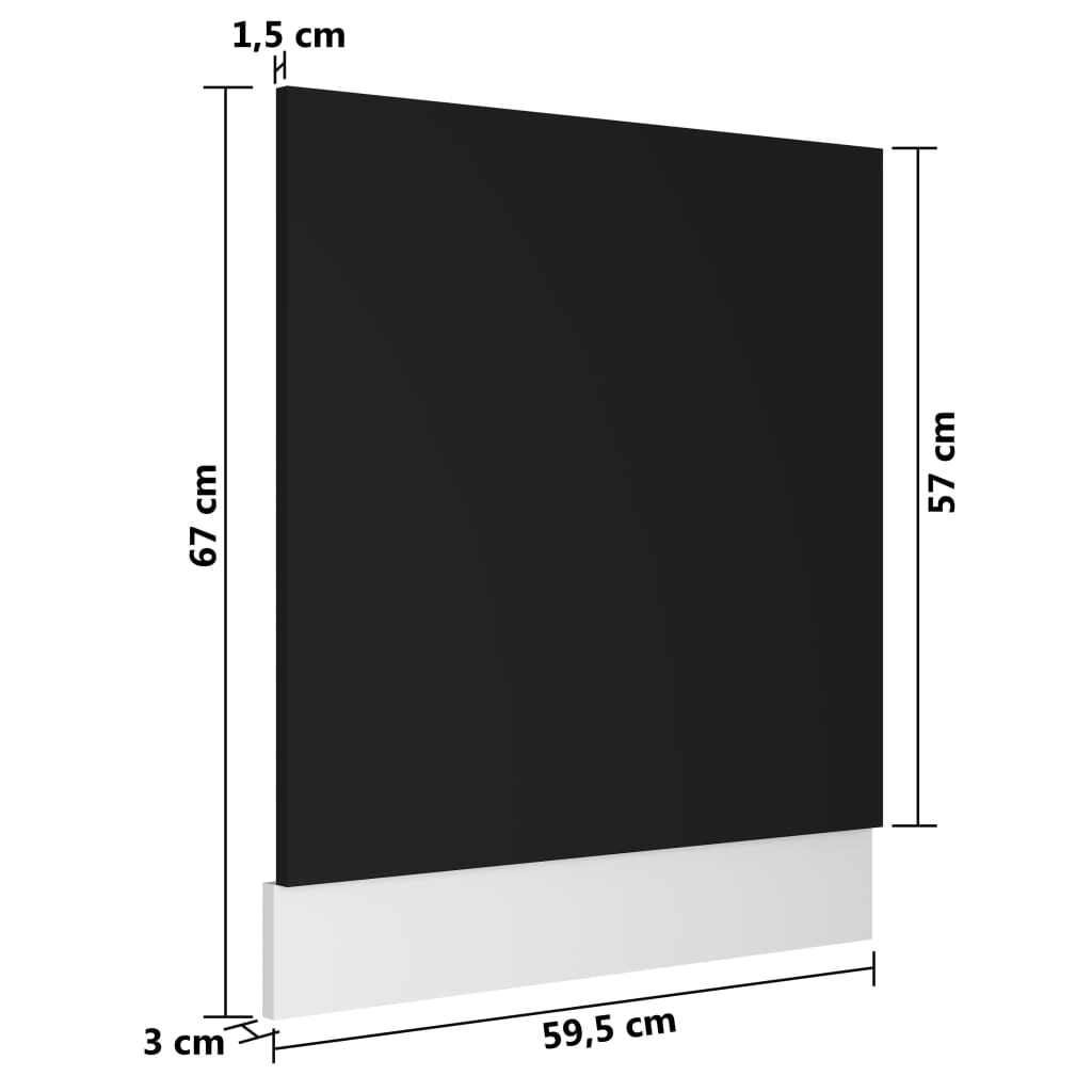 vidaXL Vaatwasserpaneel 59,5x3x67 cm spaanplaat zwart