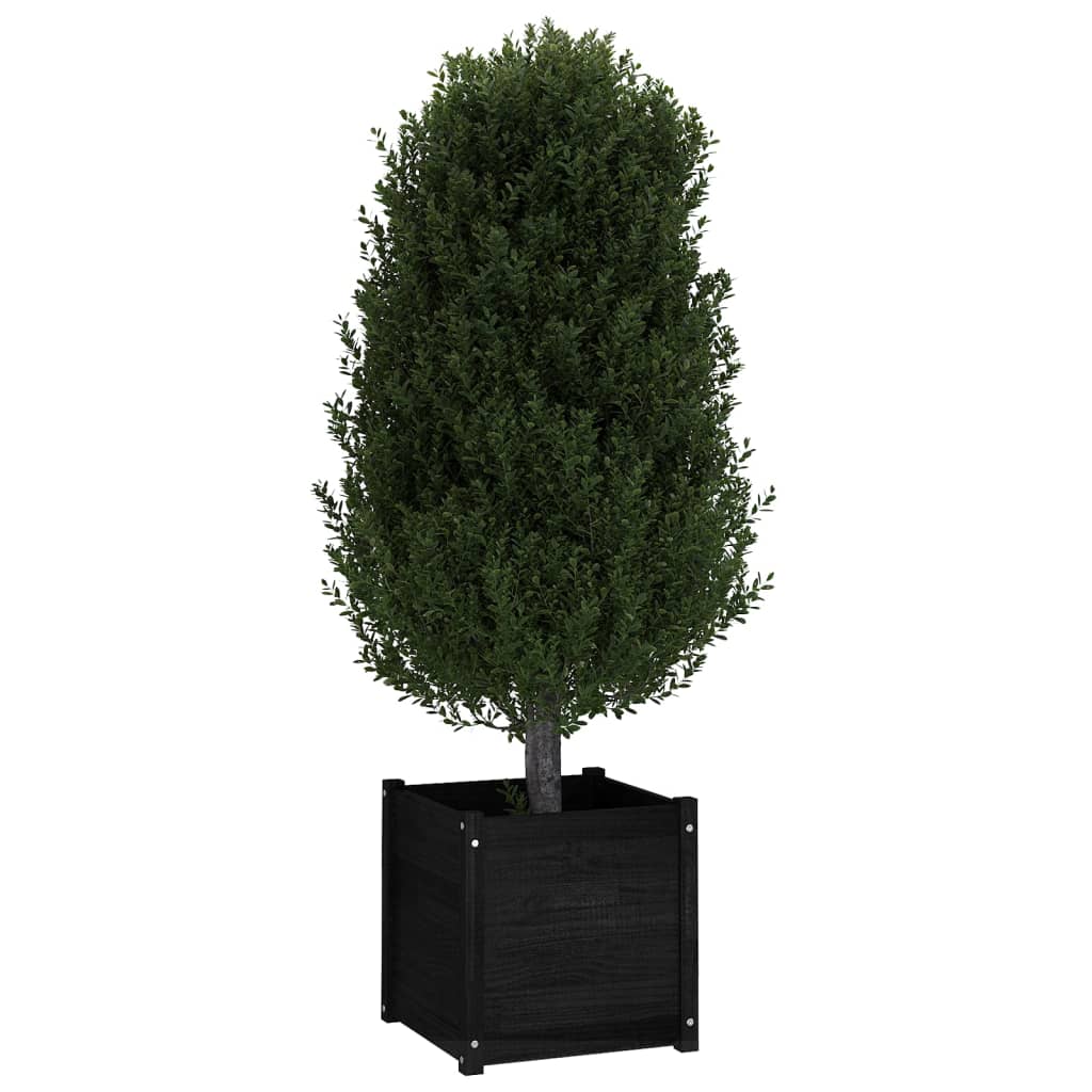 vidaXL Plantenbakken 2 st 50x50x50 cm massief grenenhout zwart