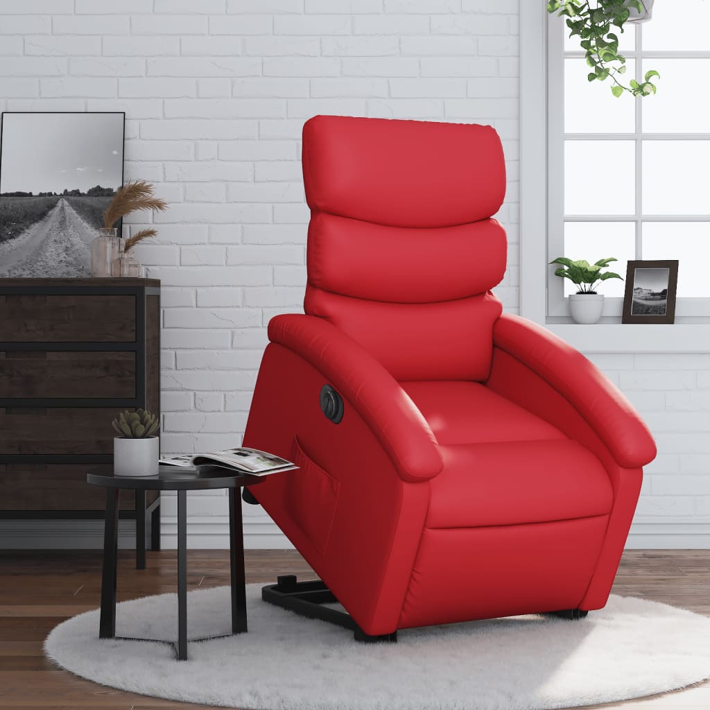 vidaXL Sta-op-stoel elektrisch kunstleer rood