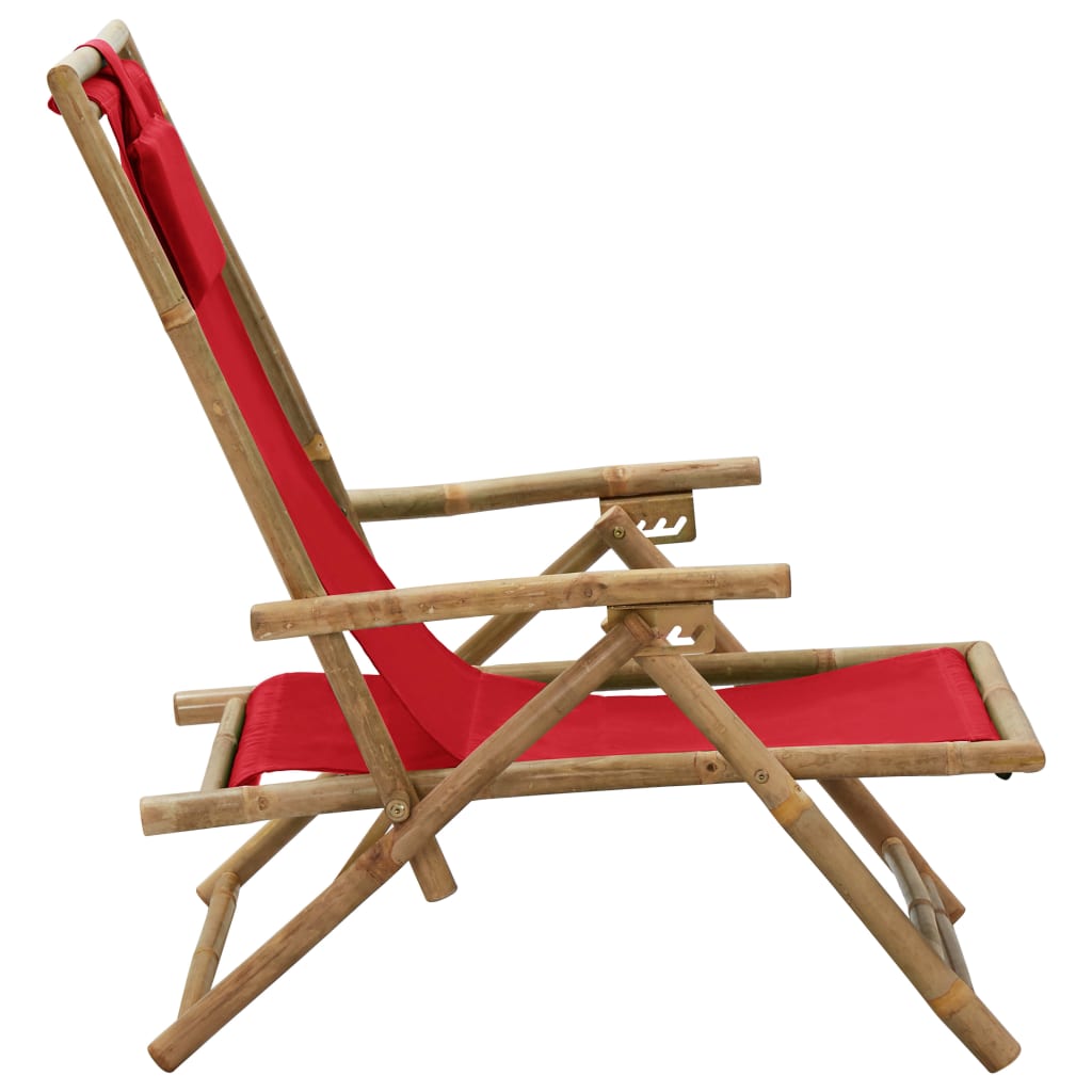 vidaXL Relaxstoel verstelbaar bamboe en stof rood