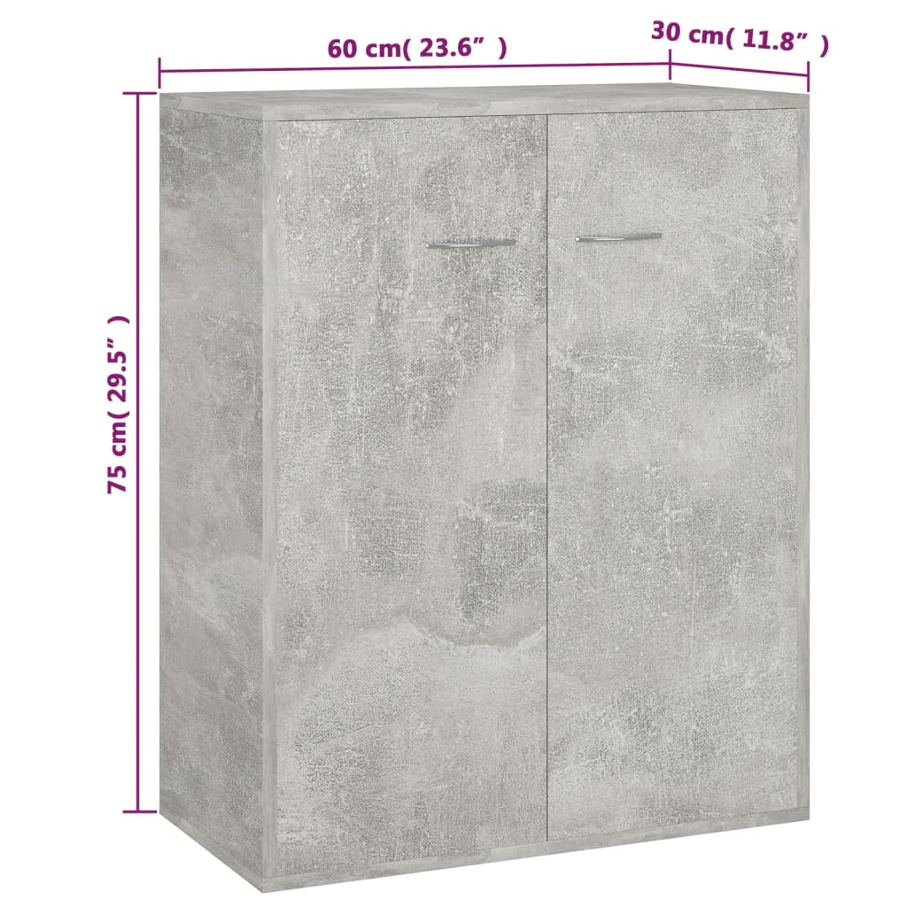 vidaXL Dressoir 60x30x75 cm spaanplaat betongrijs