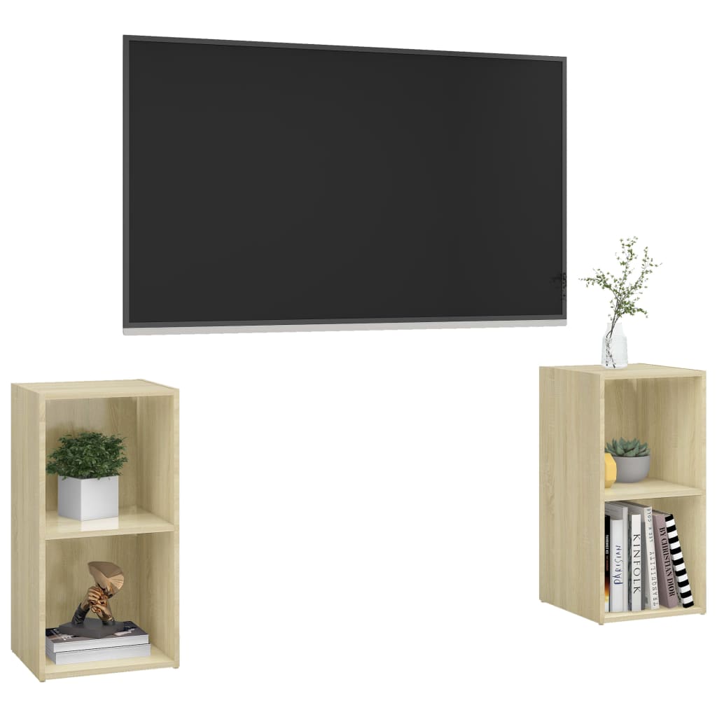 vidaXL Tv-meubelen 2 st 72x35x36,5 cm spaanplaat sonoma eikenkleurig