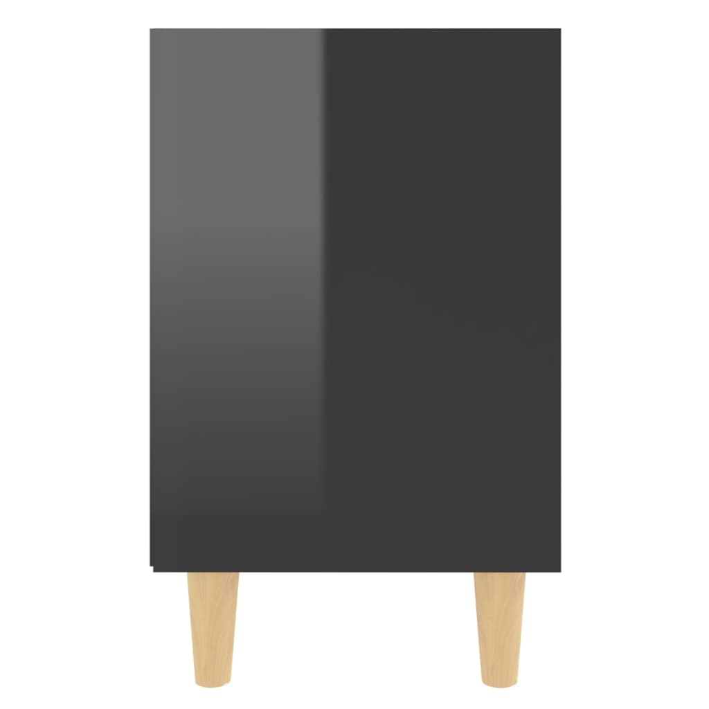 vidaXL Nachtkastjes 2 st met houten poten 40x30x50 cm hoogglans zwart