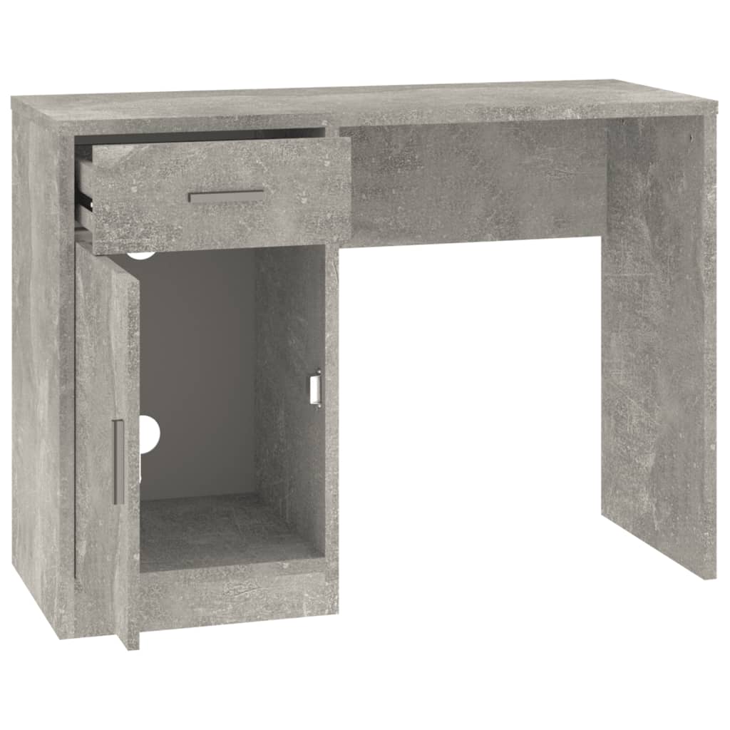 vidaXL Bureau met kast en lade 100x40x73 cm bewerkt hout betongrijs
