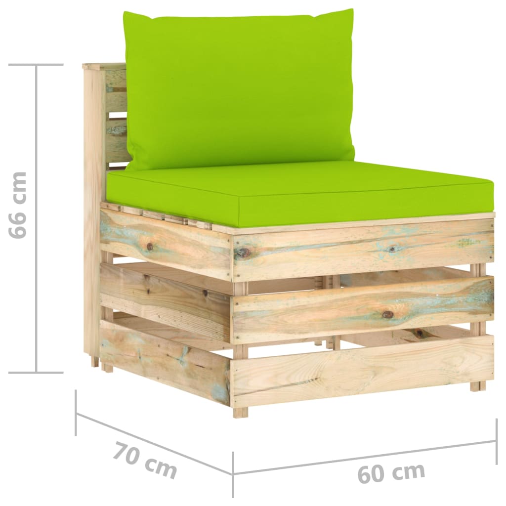 vidaXL 10-delige Loungeset met kussens groen geïmpregneerd hout
