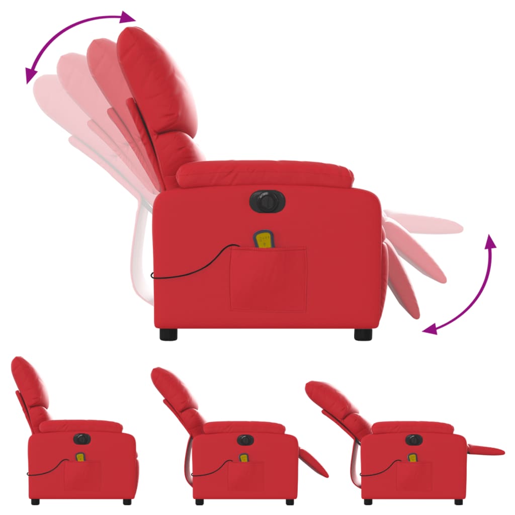 vidaXL Massagestoel verstelbaar elektrisch kunstleer rood