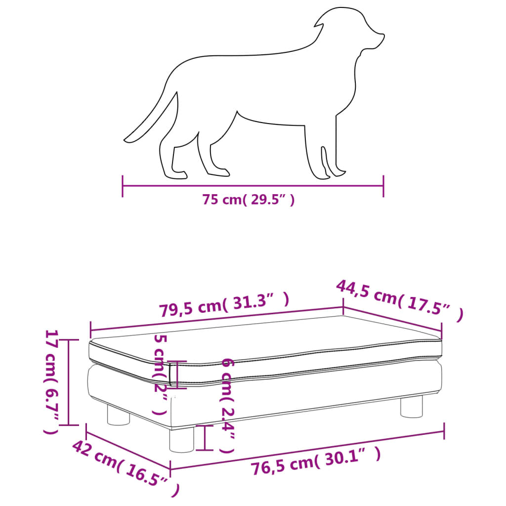 vidaXL Hondenmand met verlengstuk 100x50x30 cm kunstleer grijs