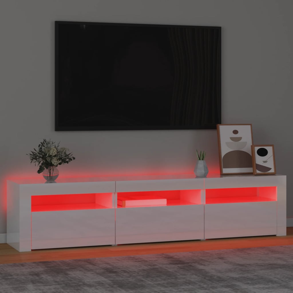 vidaXL Tv-meubel met LED-verlichting 180x35x40 cm hoogglans wit
