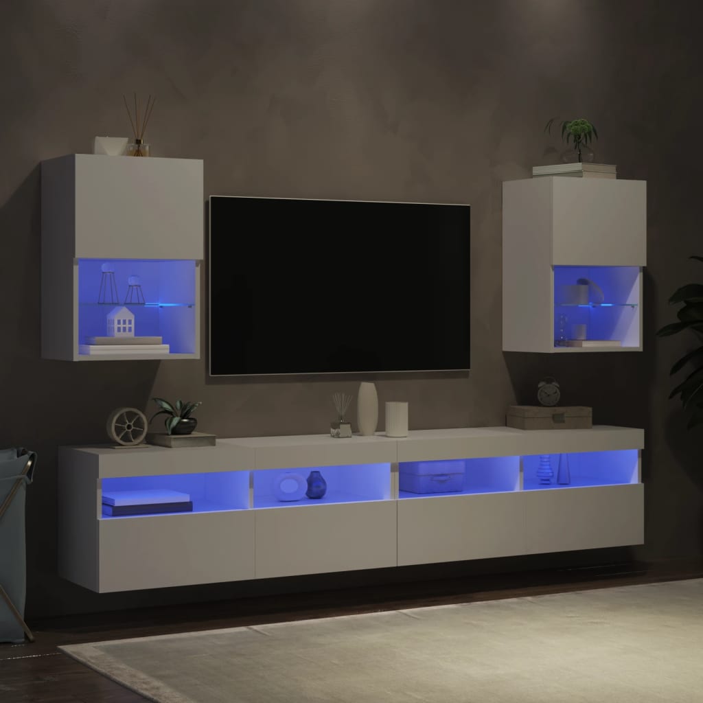 vidaXL Tv-meubels met LED-verlichting 2 st 40,5x30x60 cm wit
