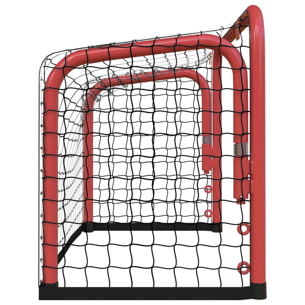 vidaXL Hockeydoel met net 68x32x47 cm staal en polyester rood en zwart