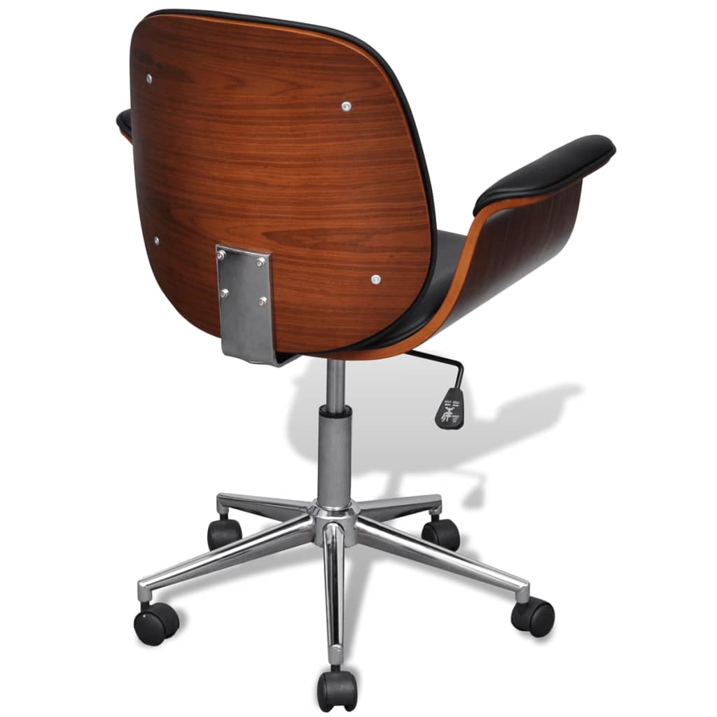 vidaXL Bureaustoel draaibaar gebogen hout en kunstleer