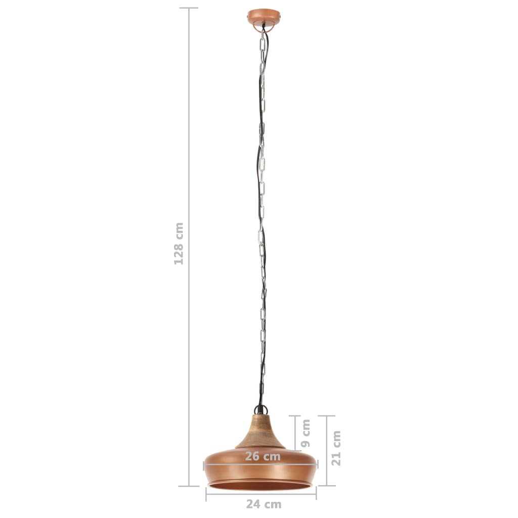 vidaXL Hanglamp industrieel E27 26 cm ijzer en massief hout koperkleur