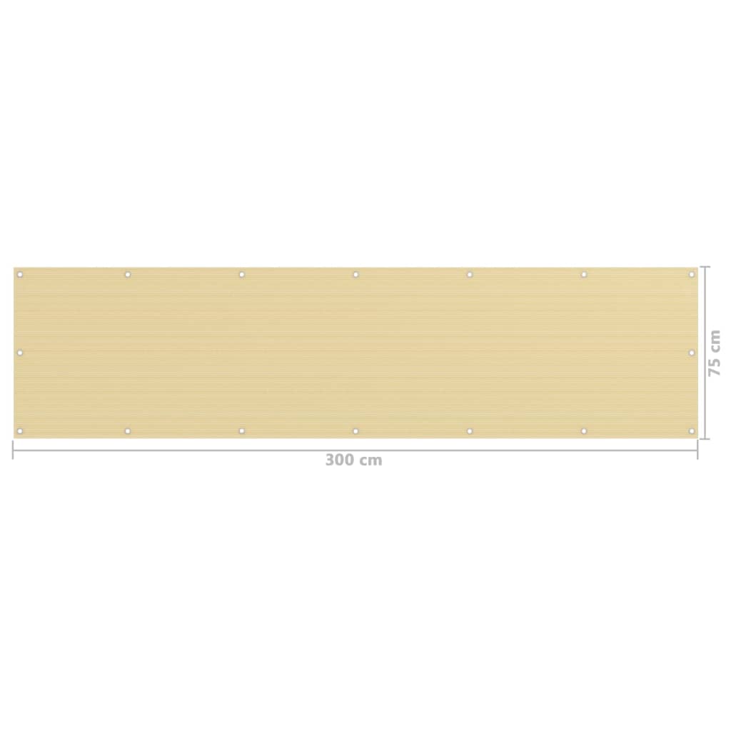 vidaXL Balkonscherm 75x300 cm HDPE beige