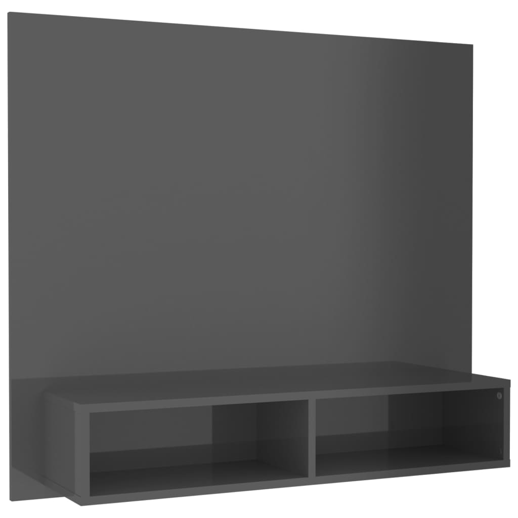 vidaXL Tv-wandmeubel 102x23,5x90 cm spaanplaat hoogglans grijs