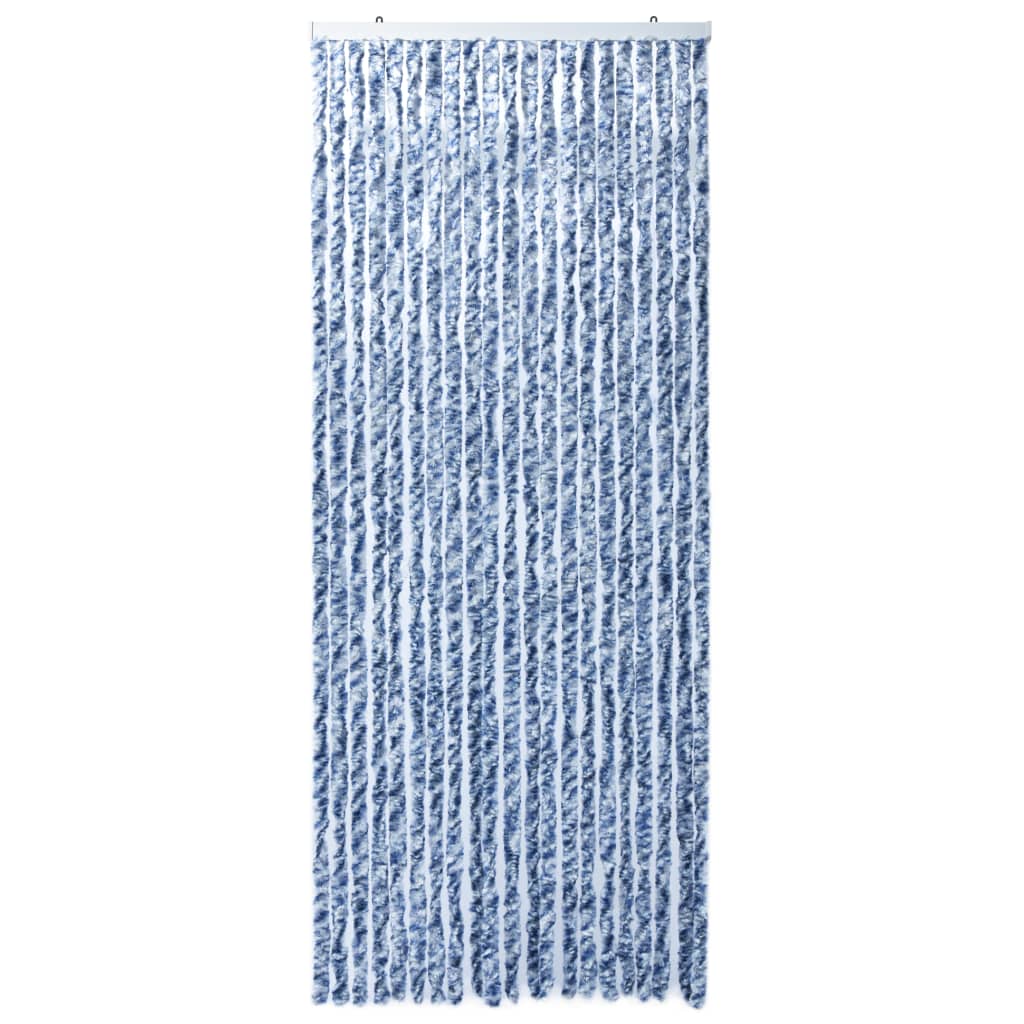 vidaXL Vliegengordijn 90x220 cm chenille blauw, wit en zilver