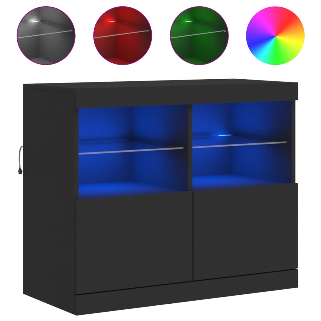 vidaXL Dressoir met LED-verlichting 81x37x67 cm zwart