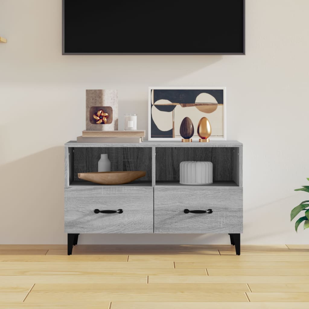vidaXL Tv-meubel 80x36x50 cm bewerkt hout grijs sonoma eikenkleurig