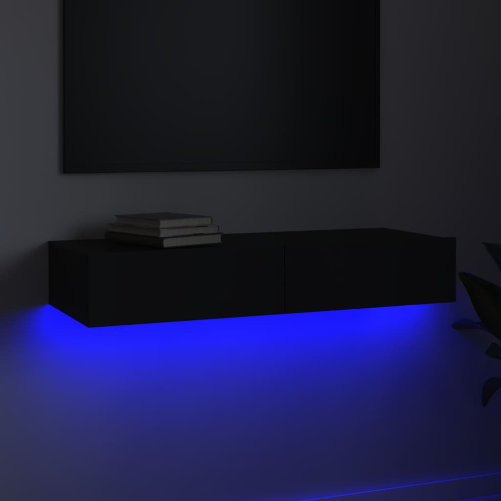 vidaXL Tv-meubel met LED-verlichting 90x35x15,5 cm zwart