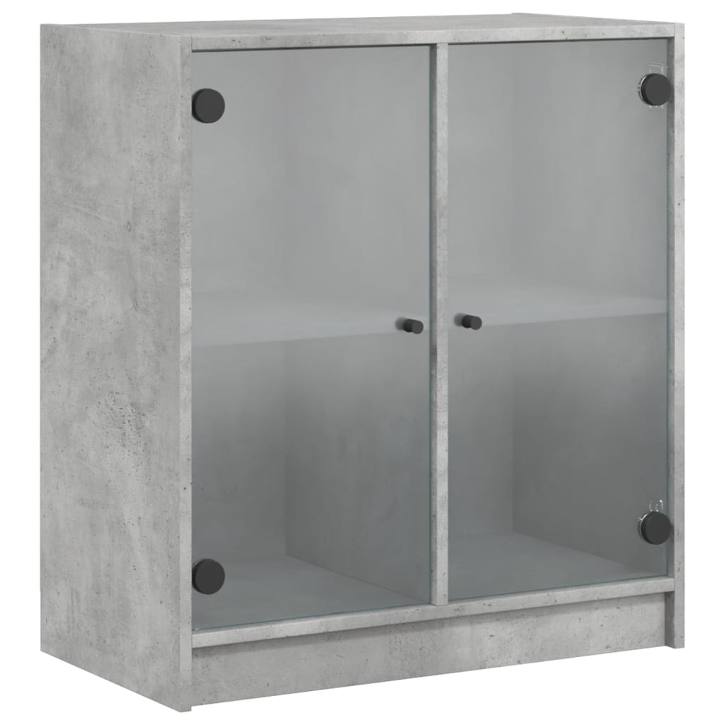 vidaXL Bijzetkast met glazen deuren 68x37x75,5 cm betongrijs