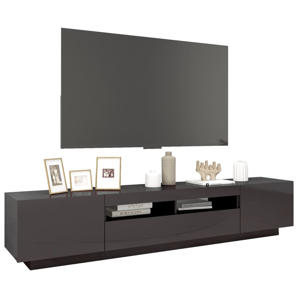 vidaXL Tv-meubel met LED-verlichting 200x35x40 cm hoogglans grijs