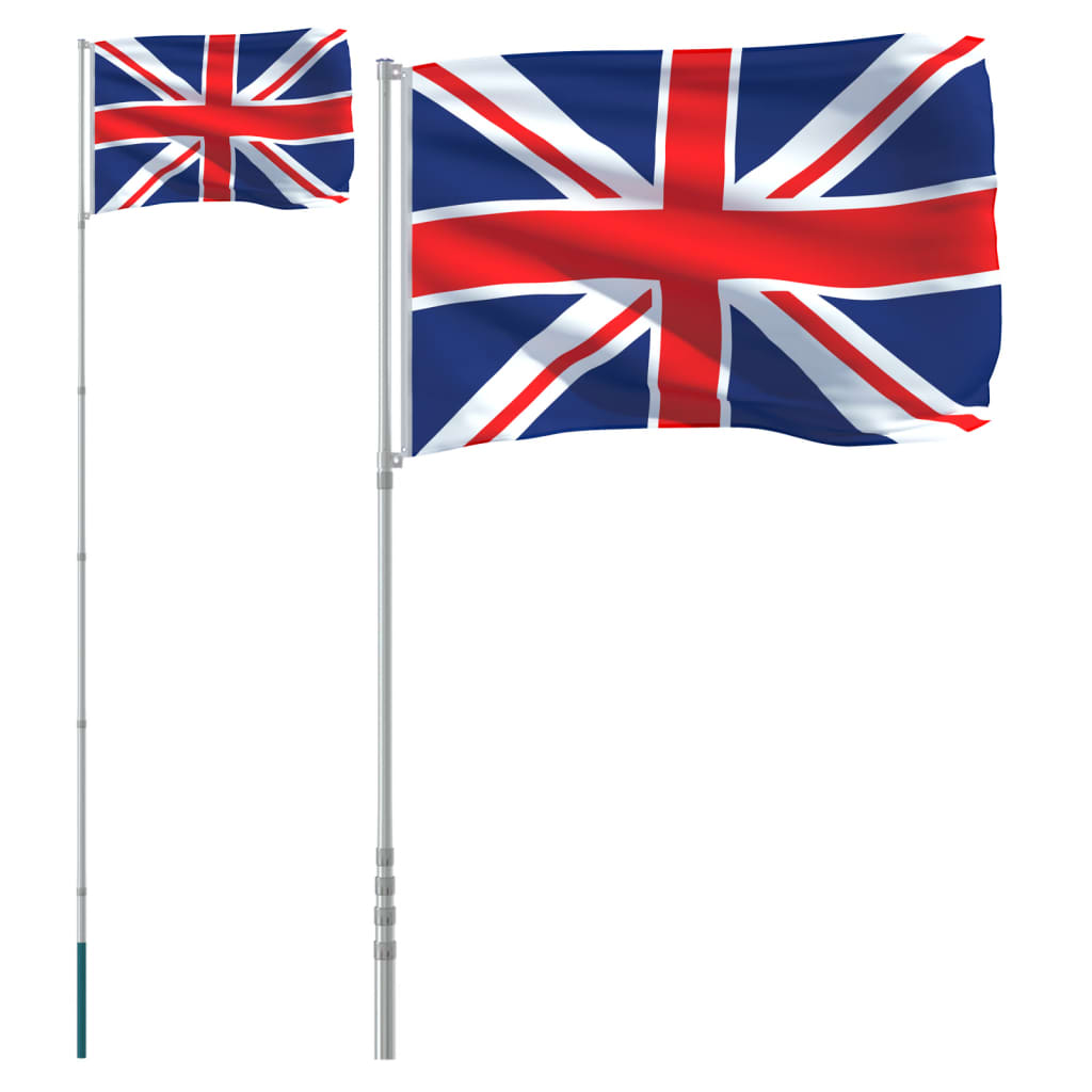 vidaXL Vlag met vlaggenmast Verenigd Koninkrijk 5,55 m aluminium