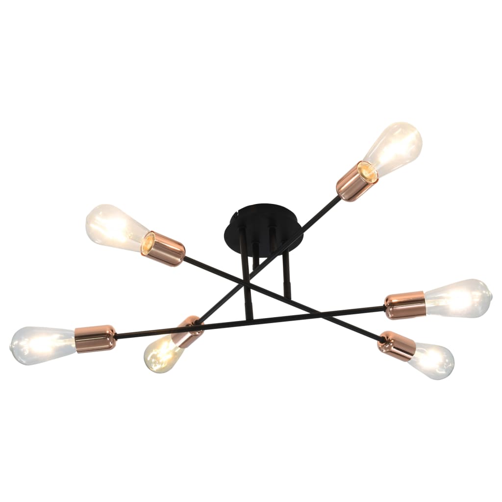 vidaXL Plafondlamp met filament peren 2 W E27 zwart en koper