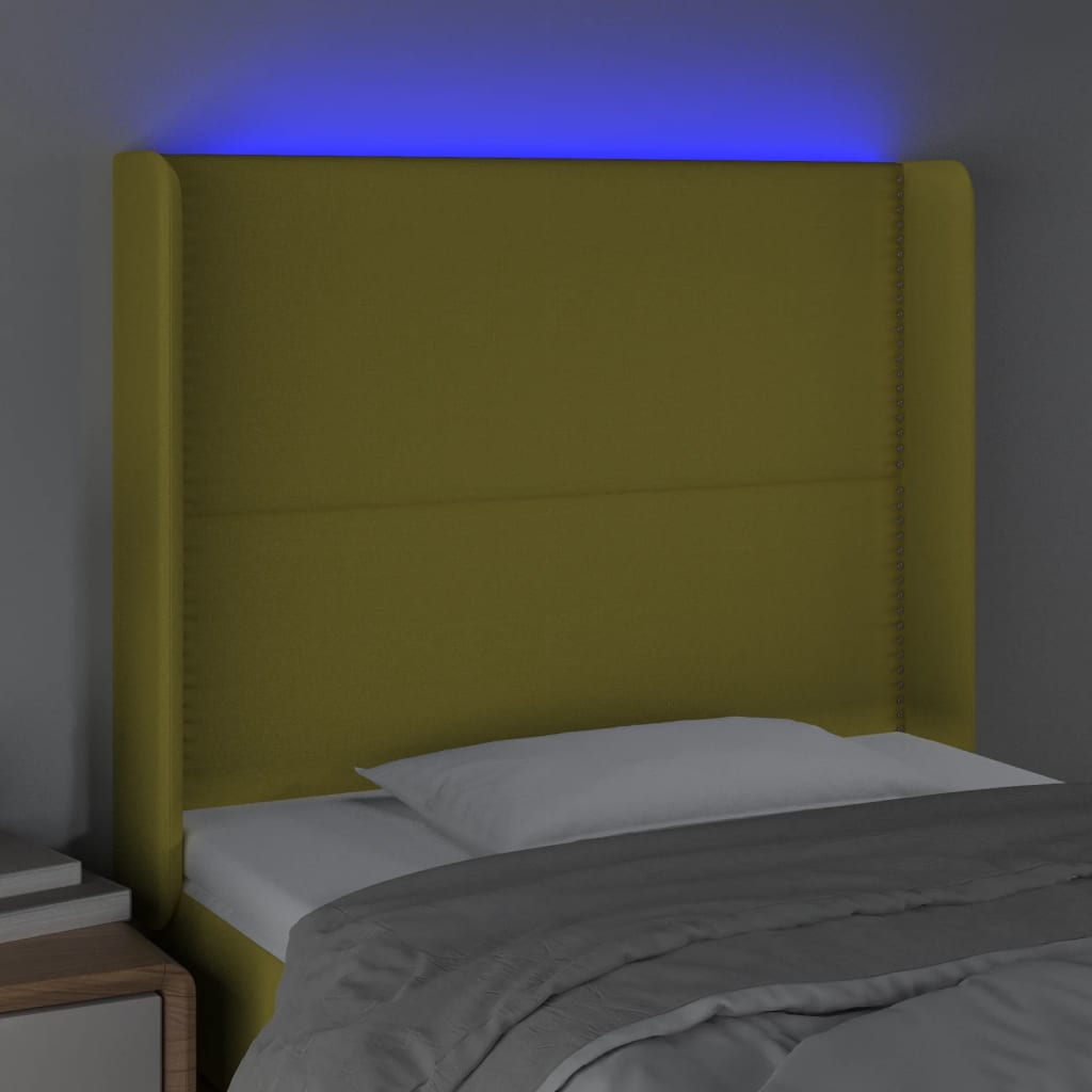 vidaXL Hoofdbord LED 103x16x118/128 cm stof groen