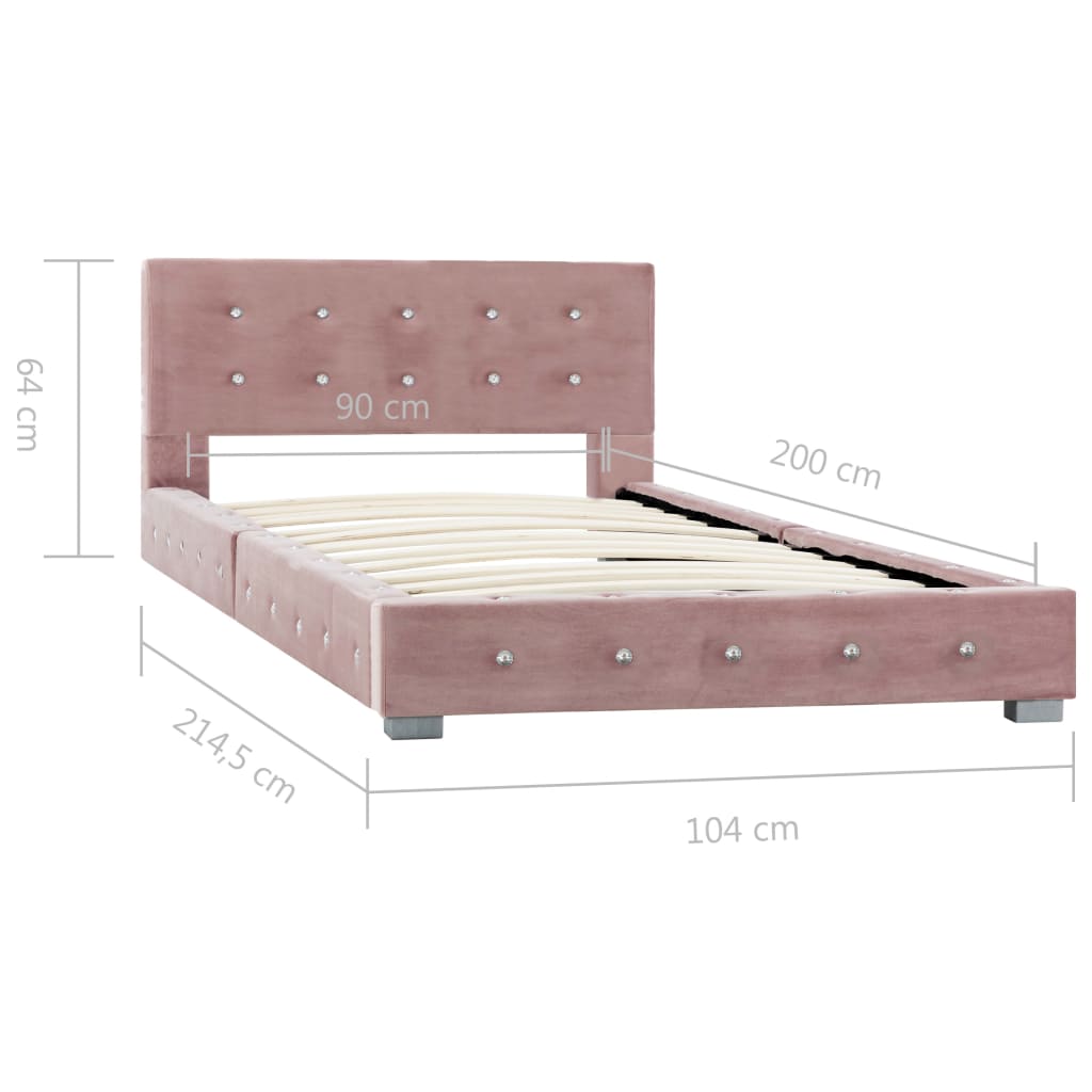vidaXL Bed met matras fluweel roze 90x200 cm