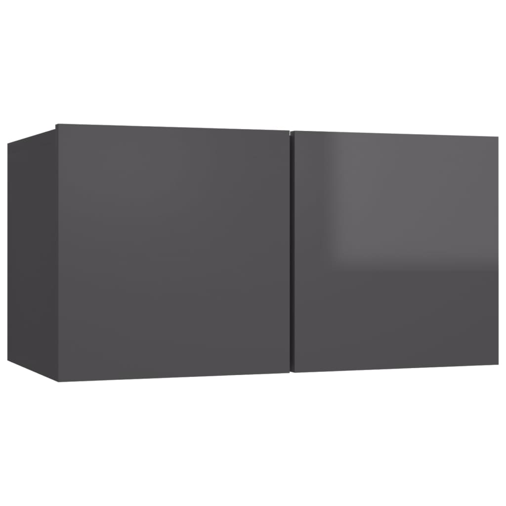 vidaXL 3-delige Tv-meubelset spaanplaat hoogglans grijs