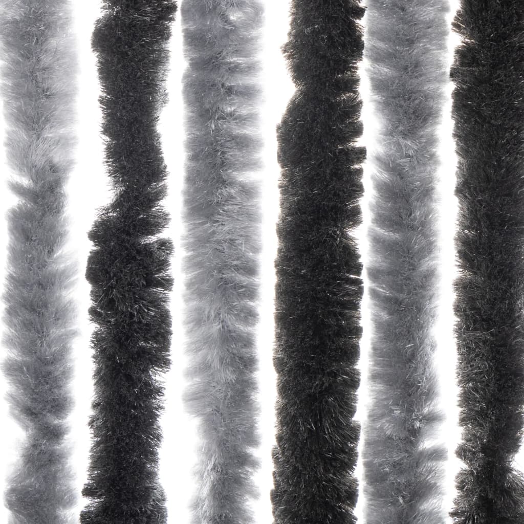 vidaXL Vliegengordijn 90x220 cm chenille grijs en zwart