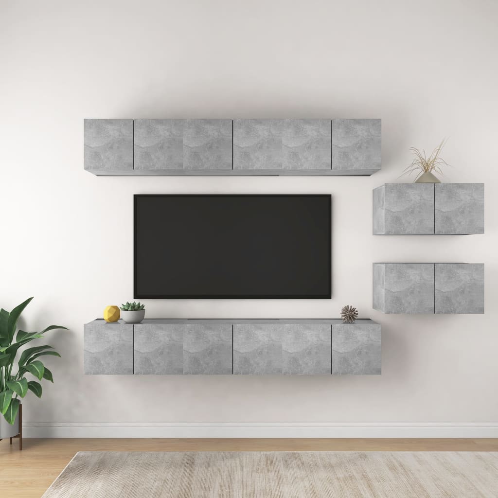 vidaXL Tv-meubelen 8 st spaanplaat betongrijs