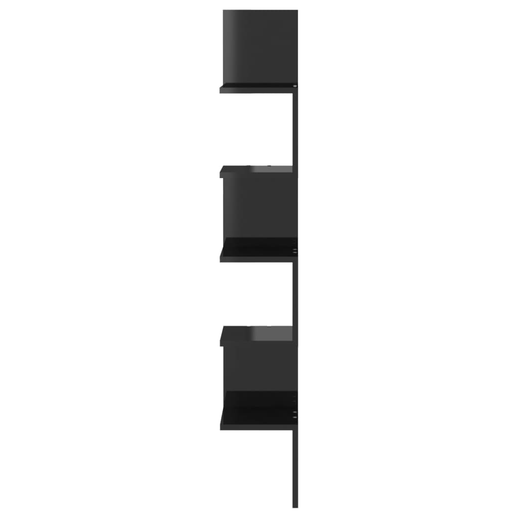 vidaXL Hoekwandschap 20x20x127,5 cm spaanplaat hoogglans zwart