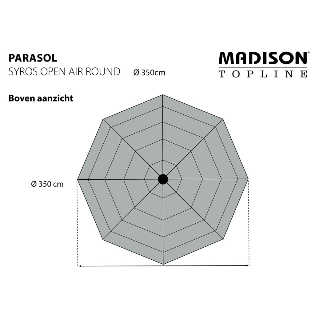 Madison Parasol Syros open structuur rond 350 cm grijs