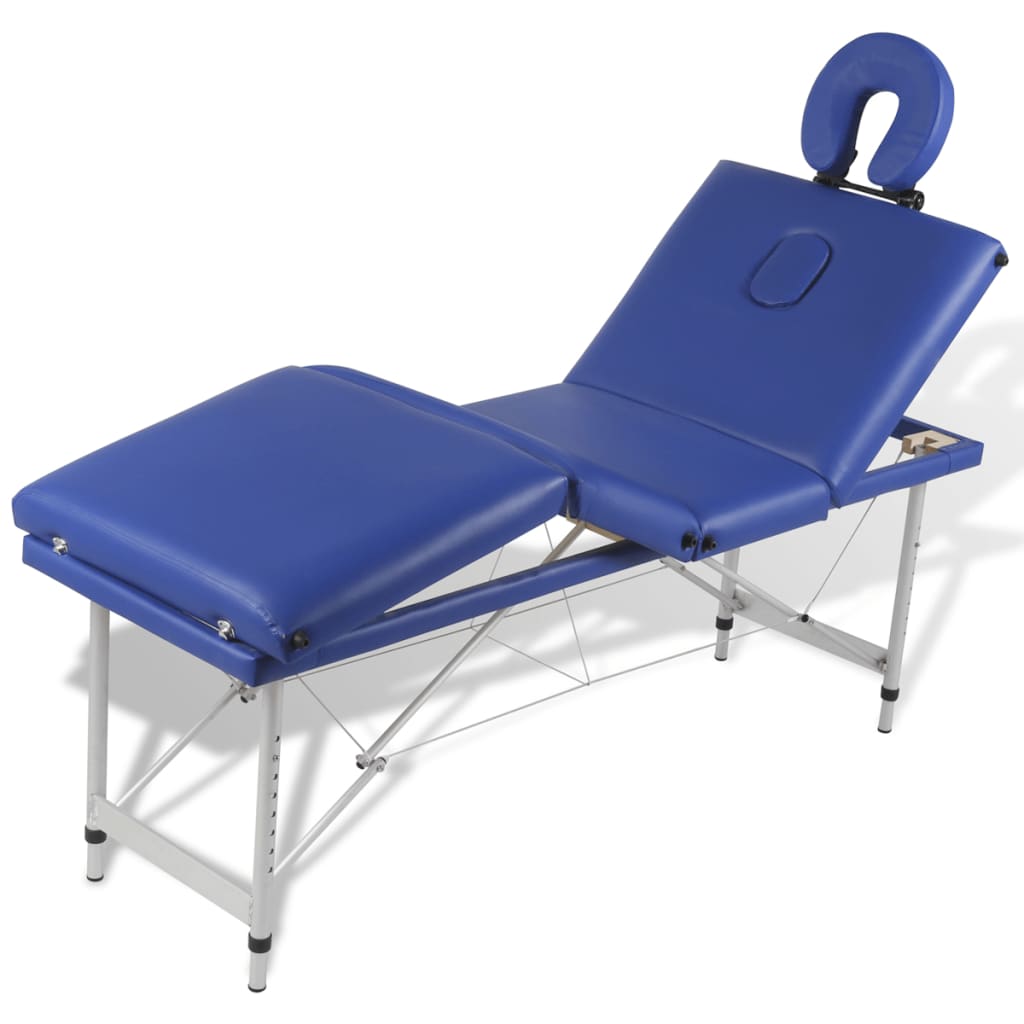 Massagetafel inklapbaar met aluminium frame (vier delen / blauw)