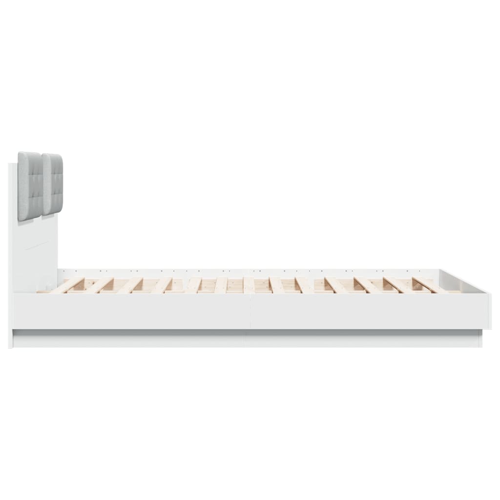 vidaXL Bedframe met hoofdbord bewerkt hout wit 140x200 cm