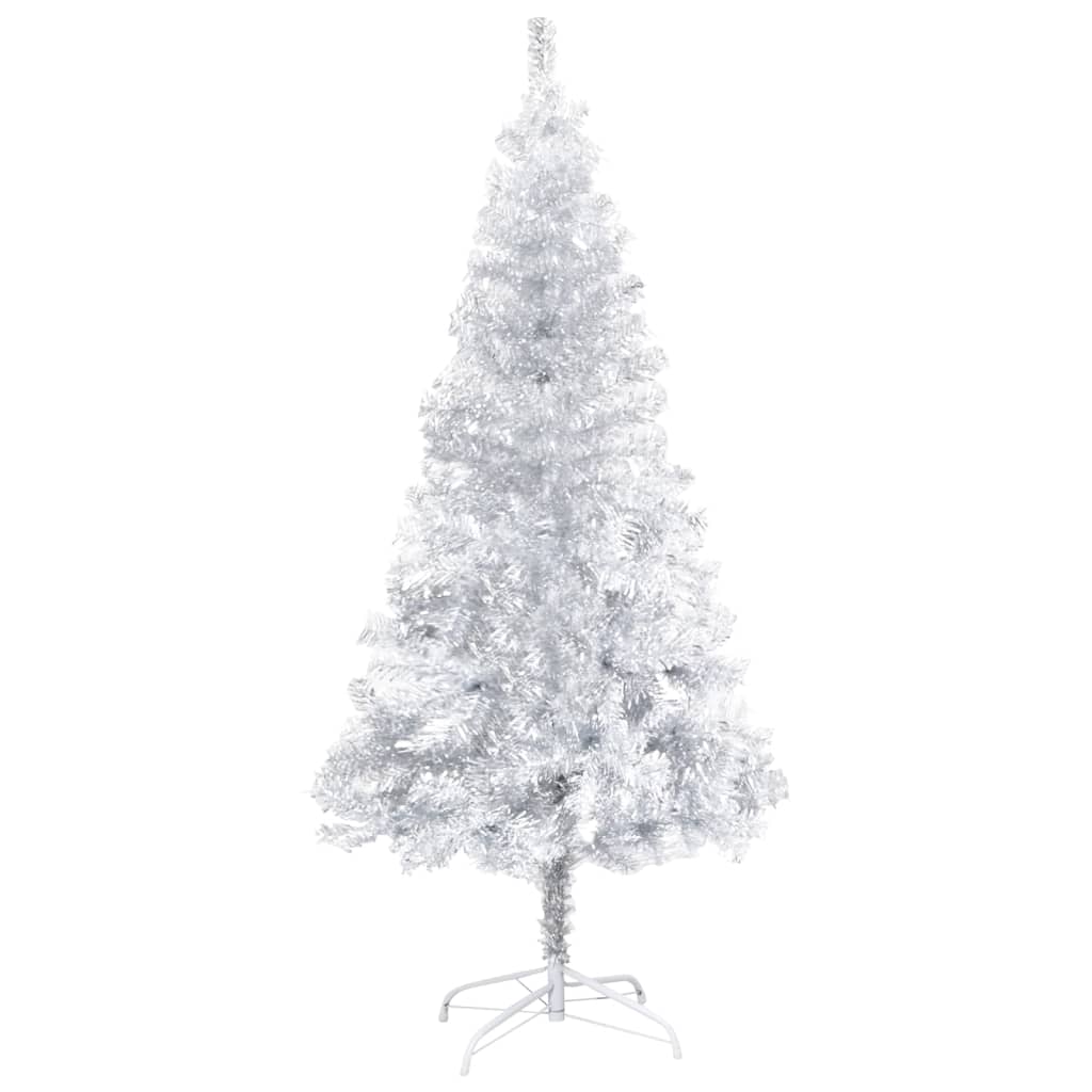 vidaXL Kunstkerstboom met verlichting standaard 120 cm PET zilverkleur