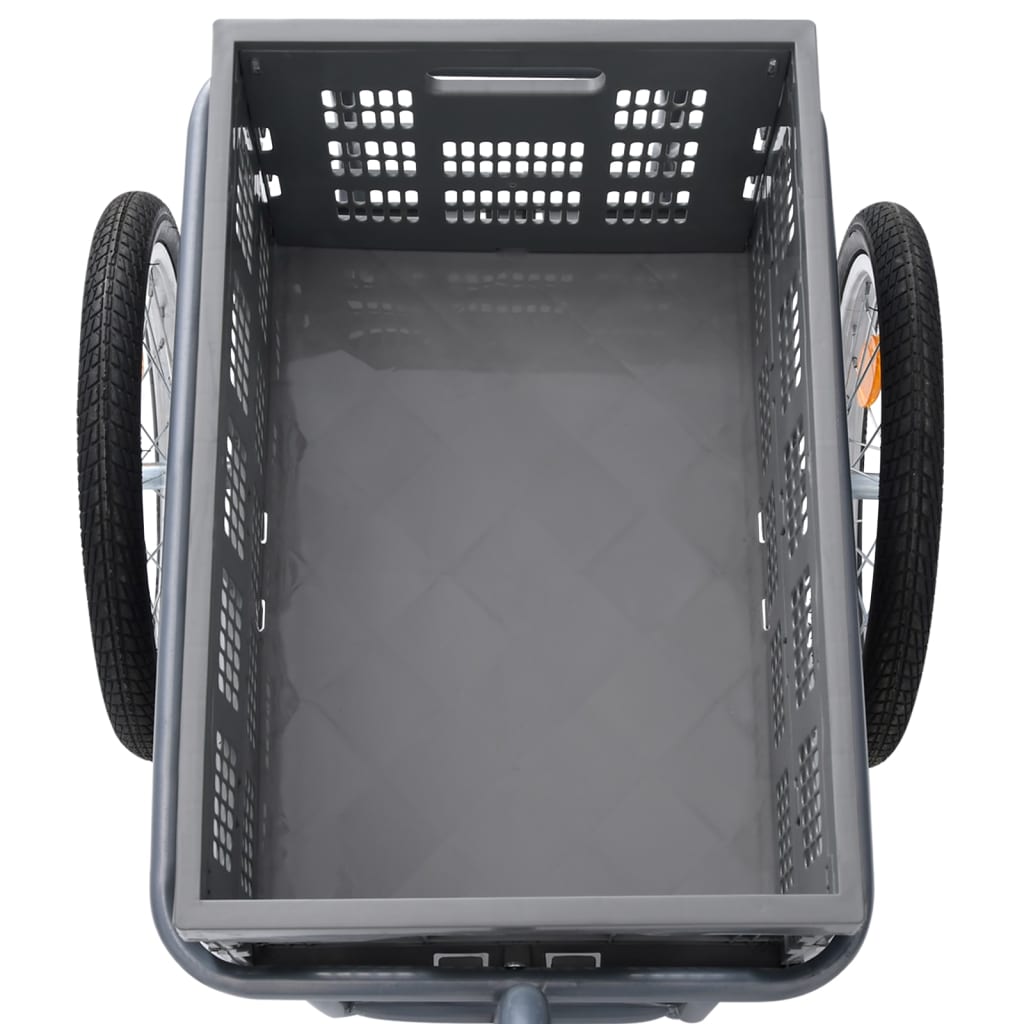 vidaXL Fietskar met inklapbare transportbox 50 L 150 kg grijs