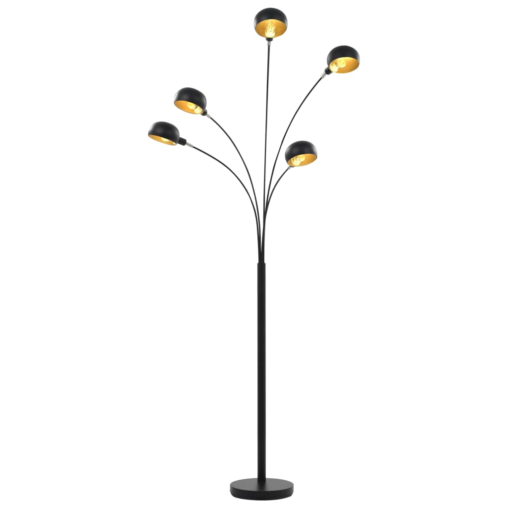 vidaXL Lamp staand 5xE14 200 cm zwart en goud