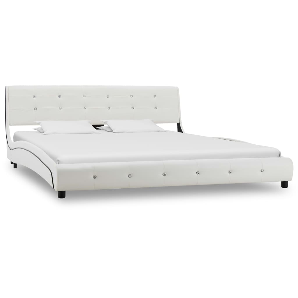 vidaXL Bed met matras kunstleer wit 160x200 cm
