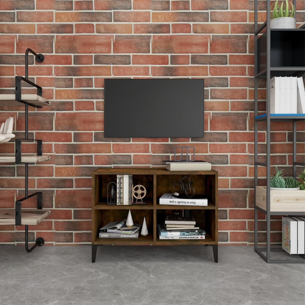 vidaXL Tv-meubel met metalen poten 69,5x30x50 cm gerookt eikenkleurig