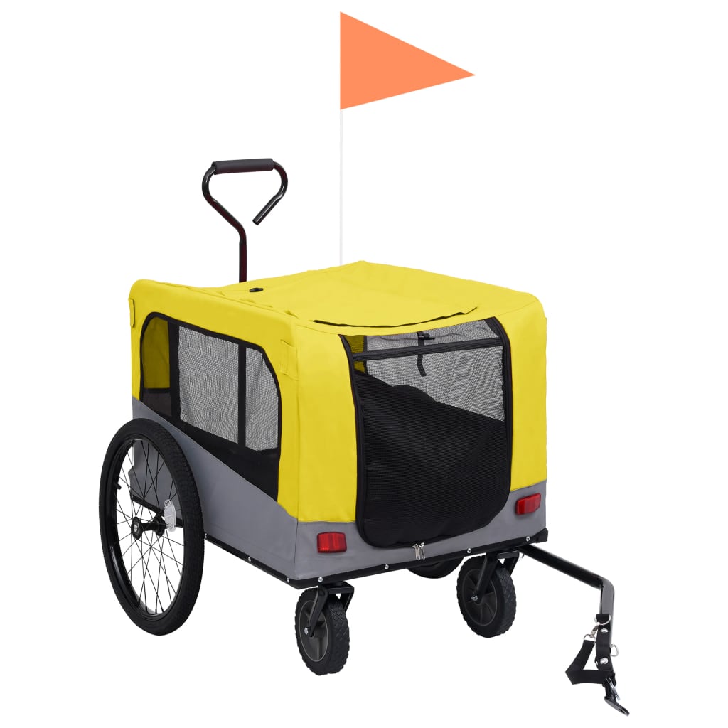 vidaXL Fietstrailer en hondenwagen 2-in-1 geel en grijs